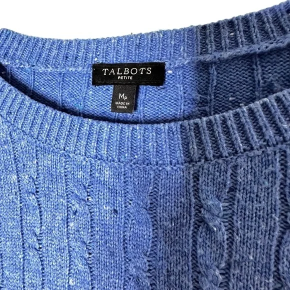 🔴 5 for $40 SALE! 
Talbots Petites Blue Cable Knit  Lightweight Sweater, sz Mp - Picture 3 of 12